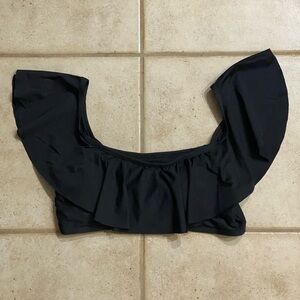 Gianni Bini Black Ruffled Cropped Sleeveless Swim Top